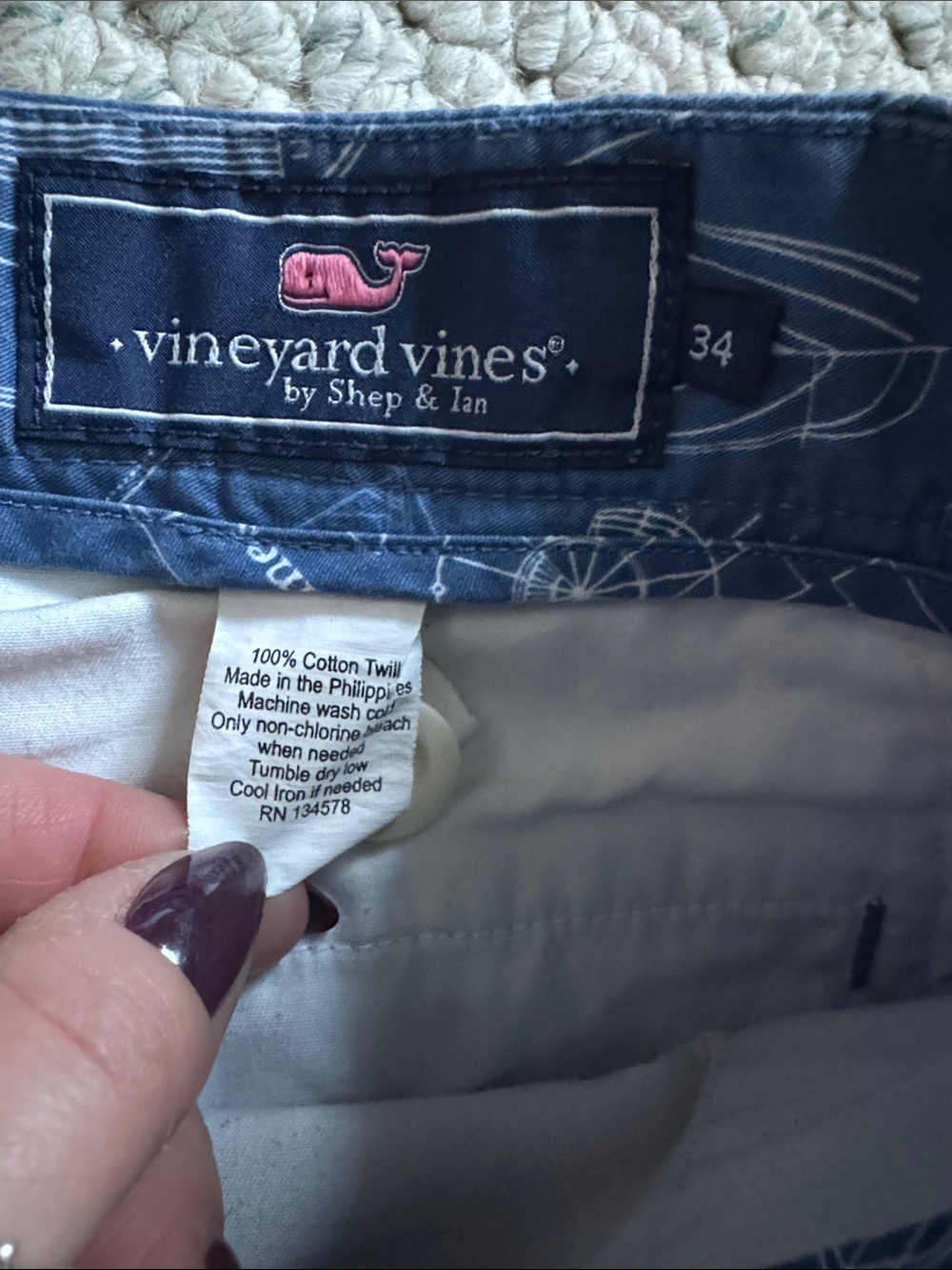 Vineyard Vines Navy Blue Nautical Sketch Print Shorts - Picture 2 of 3
